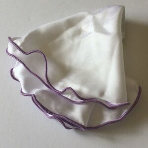 EDWARD ARMAH WHITE SILK POCKET CIRCLE WITH LAVENDER CONTRAST EDGE NWOT